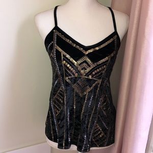 Express sequin & sheer top